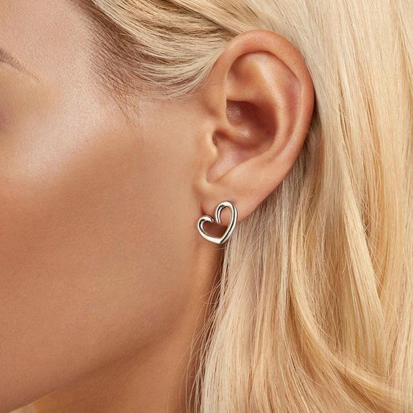 S925 Sterling Silver Oxidized Heart Earrings(SCE1769)