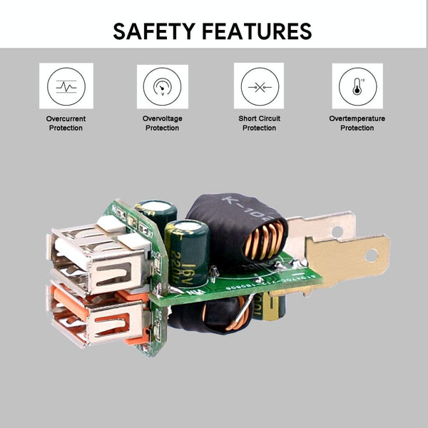 Universal Car QC3.0 Dual Port USB Charger Power Outlet Adapter 5V 2.4A IP66 with 60cm Cable(Red Light)