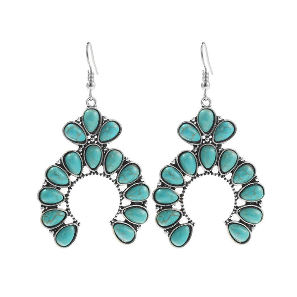 E2204-7 Turquoise Ethnic Style Earrings Temperament Simple Vintage Earrings