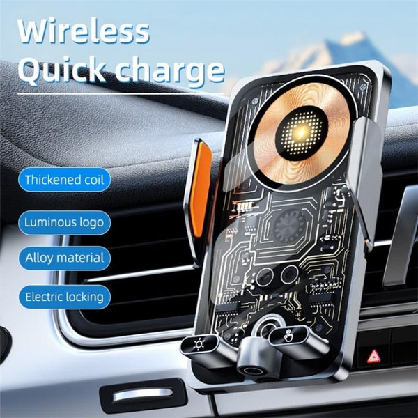 C1 Car Wireless 66W Fast Charger Phone Holder Infrared Sensor Punk Style(Silver)