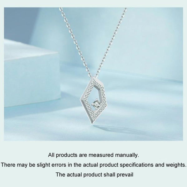S925 Sterling Silver Platinum Plated Square Geometric Sparkling Necklace(SCN517)