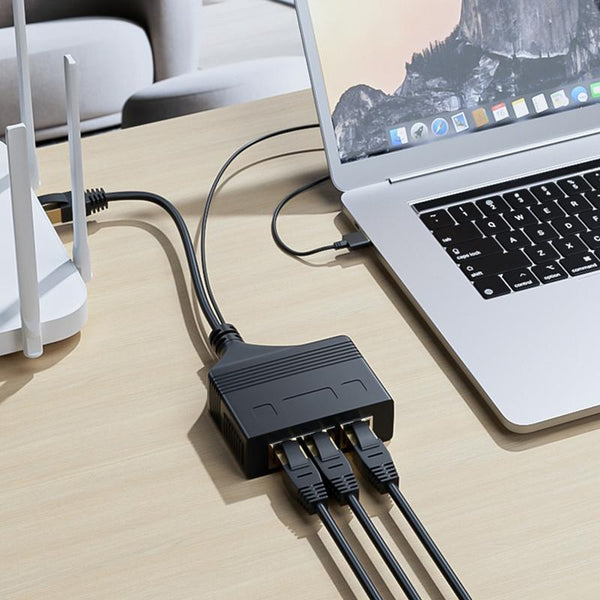 Male RJ45 3 in 1 100M Network Splitter Cable Ethernet Network Coupler