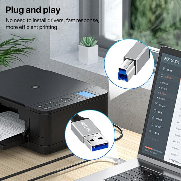 USB 3.0 A Male to USB-B Square Interface Printer Data Transmission Adapter Cable, Length:0.3m