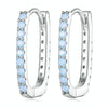 BSE744 Sterling Silver Simple Geometric Square White Gold Plated Opal Nanite Earrings