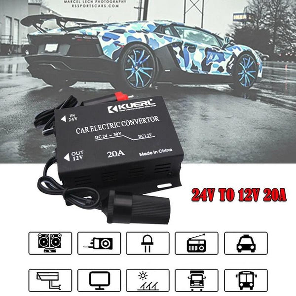 Car Audio Subwoofer Modification Cigarette Lighter Plug Power Converter Buck, Model: 24V-12V 20A