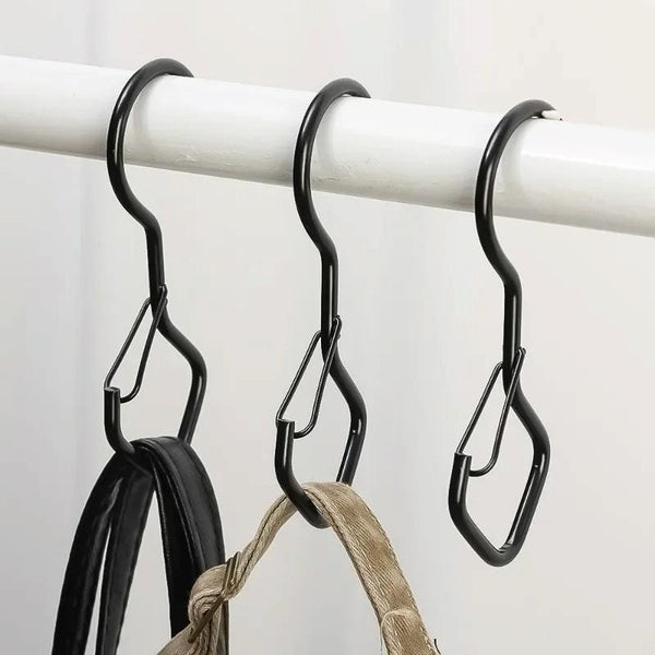 2pcs Household S Hooks For Hanging Metal Windproof Hooks With Safety Buckle, Color: White