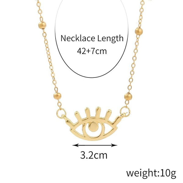 Angel Eyes Pendant Layered Necklace, Model: N2107-22 Big Eyelashes