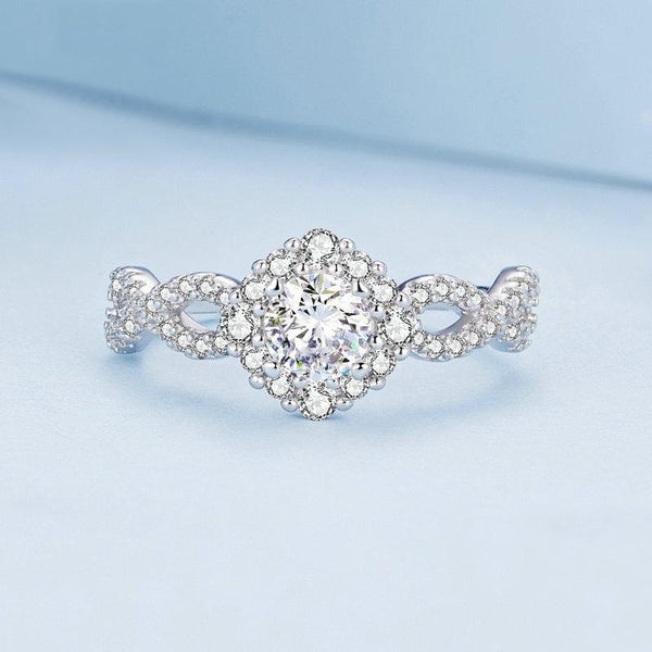 BSR352 Sterling Silver S925 White Gold Plated Zirconia Infinity Symbol Ring(No.6)