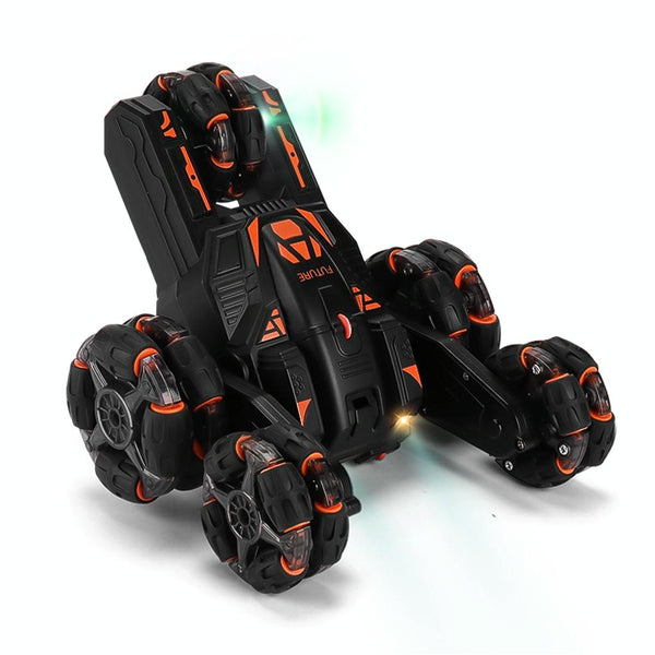 MoFun Five-wheeled Stunt Car 360-degree Swing Arm 2.4G Multifunctional RC Car, specifications:Single control(Black)
