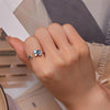 BSR341 Sterling Silver S925 Gradient Zircon Floral Open Ring