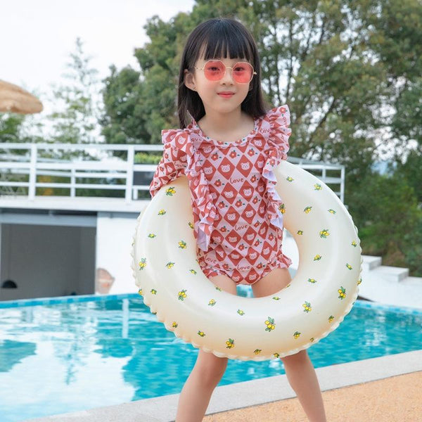 Thickened Children Swimming Ring Inflatable Underarm Ring 58cm(Olive)