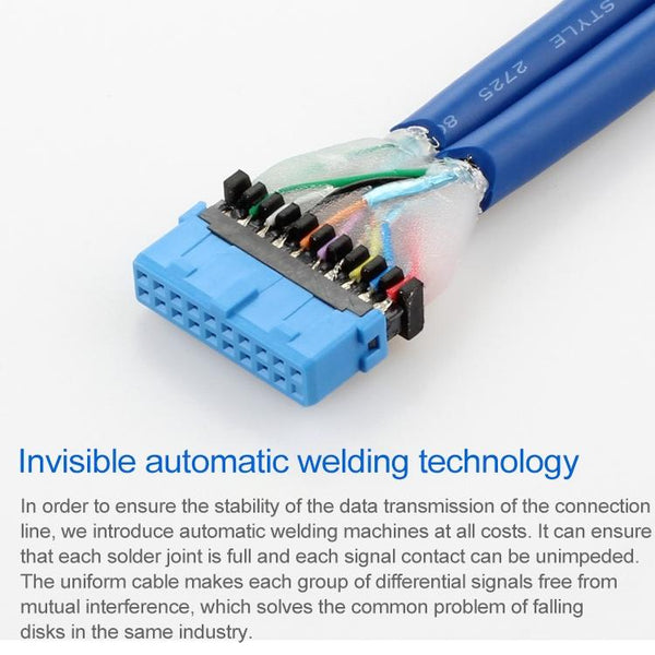 USB3.0 20P Bezel Cable Chassis PCI Bit Expansion USB3.0 Female Full-height Half-height Bezel(Blue (Without Iron Sheet))