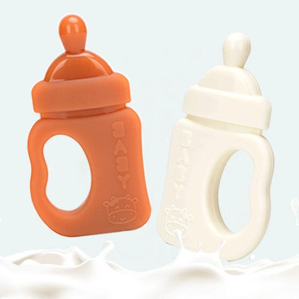 Baby Silicone Teether Bottle Bite Teether Teething Stick, Color: With Box Milk White