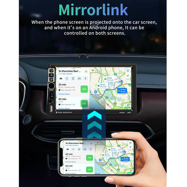 S-8802C 7 inch IPS Screen Car Android Player GPS Navigation Bluetooth Touch FM Radio CarPlay, Support Mirror Link & FM & WIFI & Steering Wheel Control