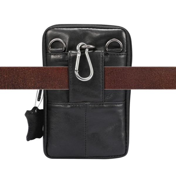 Multi-functional Universal Leather Waist Hanging One-shoulder Mobile Phone Waist Bag For 6.5 Inch or Below Smartphones(Black)