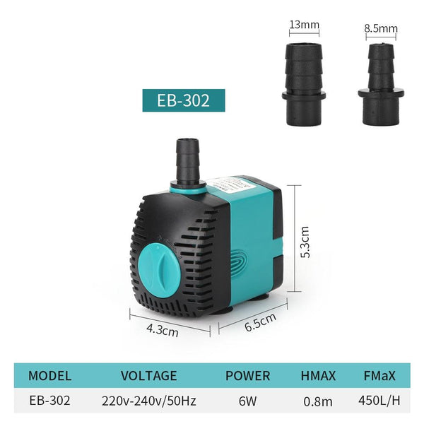 EB-302 6W Aquarium Submersible Water Pump Fountain Filter Fish Pond,EU Plug