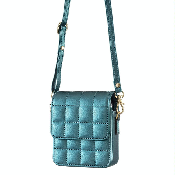 For Samsung Galaxy Z Flip6 BFB04 Plaid Crossbody Fold Phone Bag(Green)