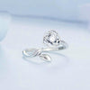 BSR325 Sterling Silver S925 Silver Camellia Zirconia Ring(Open Adjustable)