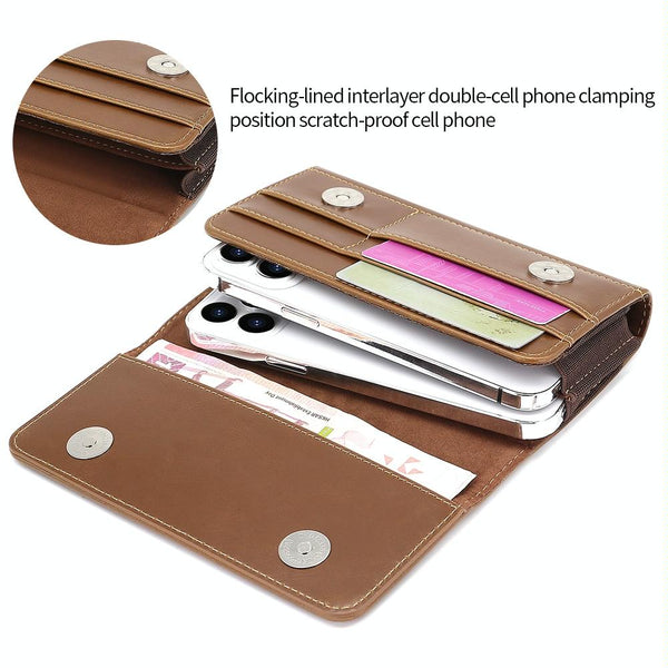 5.5-6.7 inch Universal Multifunctional Horizontal Magnetic Flip Cover PU Phone Waist Bag(Black)