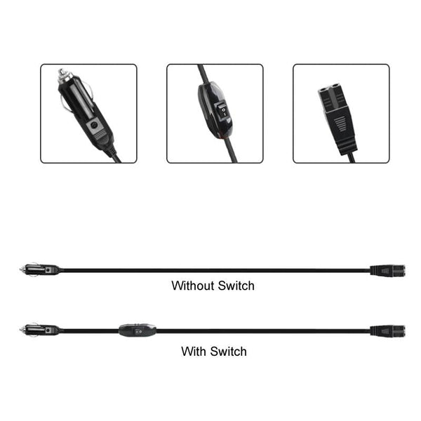 12V/24V Car Refrigerator Cable B Suffix Cigarette Lighter Plug Power Cord, Length: 2m Without Switch