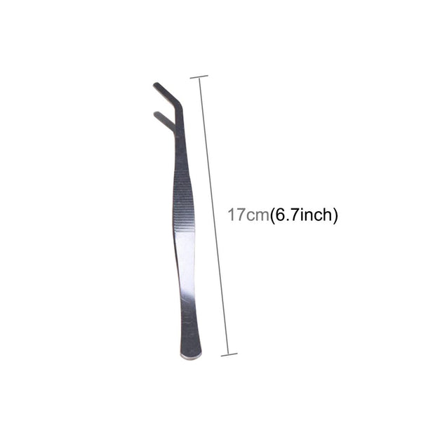 4pcs Stainless Steel Plants Cleaner Tool Crooked Tweezer Plants Cleaning Tool Aquarium Maintenance Tools Marine Aquarium Live Plants Tweezers,Length:17cm