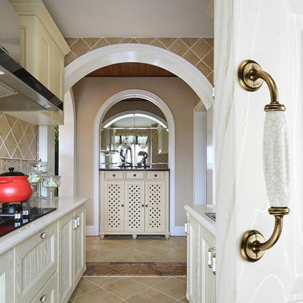 5025_128 Ceramic Crack Closet Cabinet Handle Pitch: 128mm