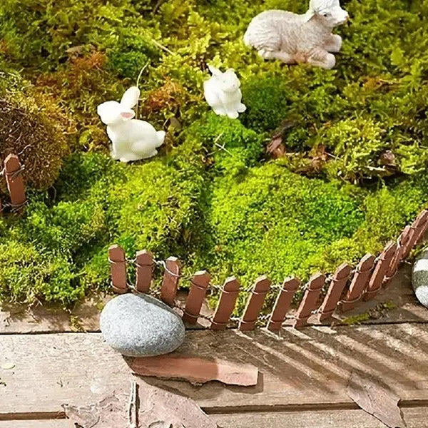 90cm Miniature Wooden Fence DIY Fairy Garden Mini Landscape Ornament(Green)