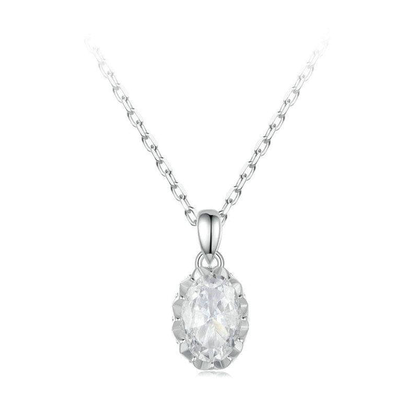 S925 Sterling Silver Platinum-plated Teardrop-shaped Moissanite Necklace(MSN035)