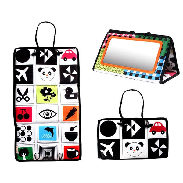 Baby Hanging Toy Foldable Baby Vision Training Pattern Mirror(Red Yellow)