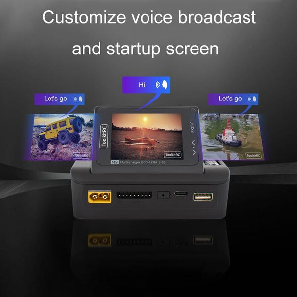 ToolkitRC M9 600W Airplane Li-Po Battery Balance Charger With Voice Function(Black)