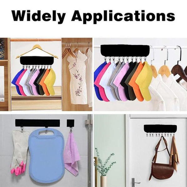 Adhesive Hanger Detachable Travel Folding Portable Hat Clip Hanger Bathroom Cloth Clothes Clip(Black)