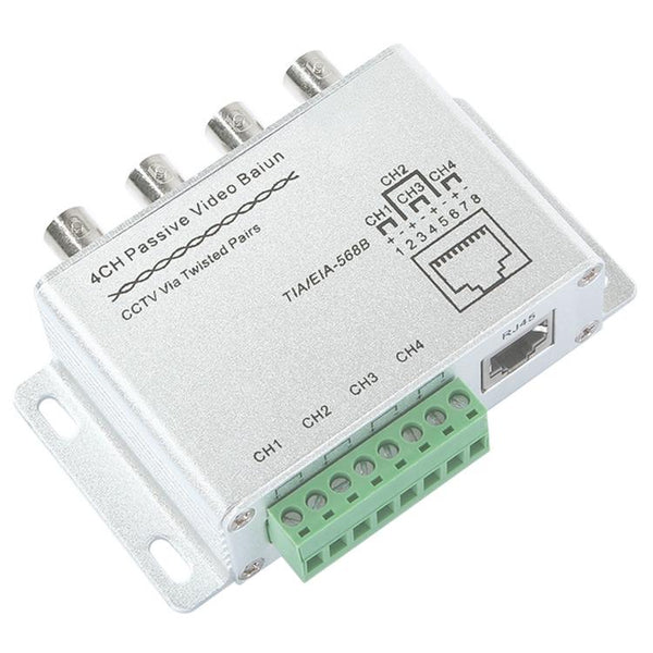 4CH Passive Video Balun Transceiver over Cat5 (Silver)