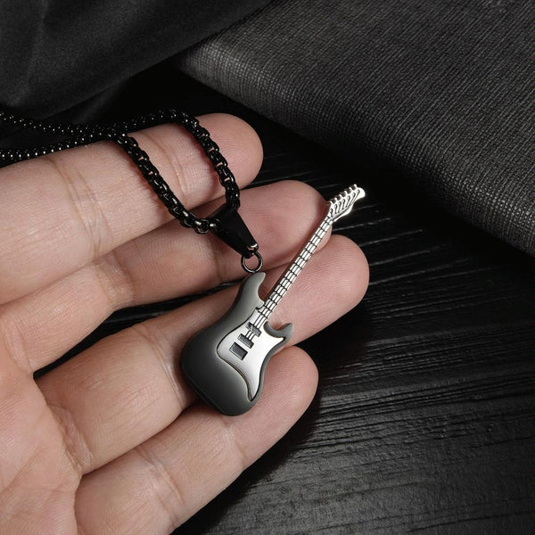 OPK 1989 Personality Stainless Steel Guitar Pendant Titanium Steel Necklace, Color: Gold Pendant