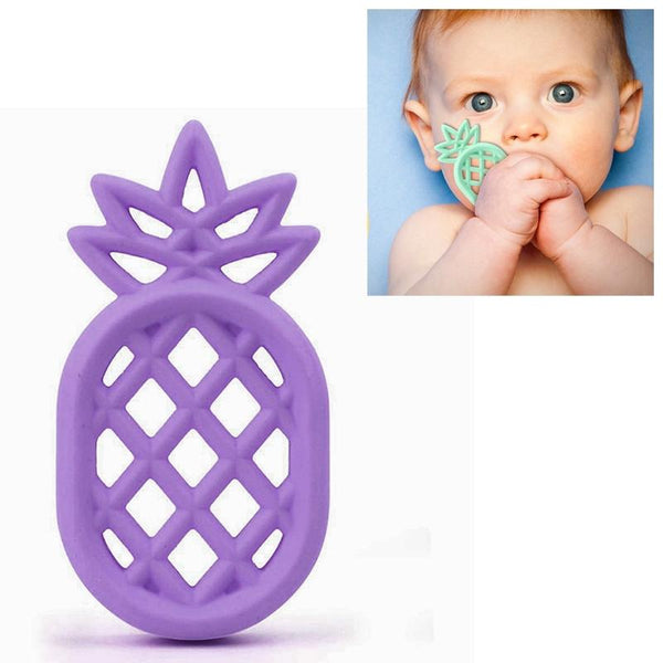Pineapple Silicone Teether Babies Teething Pendant Nursing Soft Silicone Safe Toys for Soothe Teething Baby(Purple)