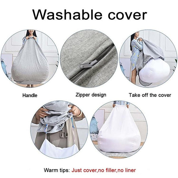 Lazy Sofa Bean Bag Chair Fabric Cover, Size: 90x110cm(Sky Blue)
