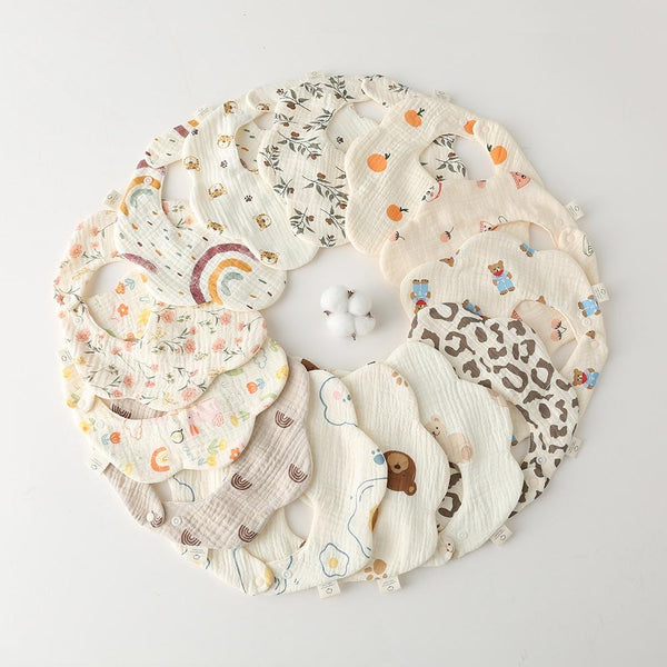Pure Cotton 6-layer Seersucker Bib Baby Saliva Napkin Newborn Toddler Soft Burp Cloth, Style: Oil Painting Rainbow