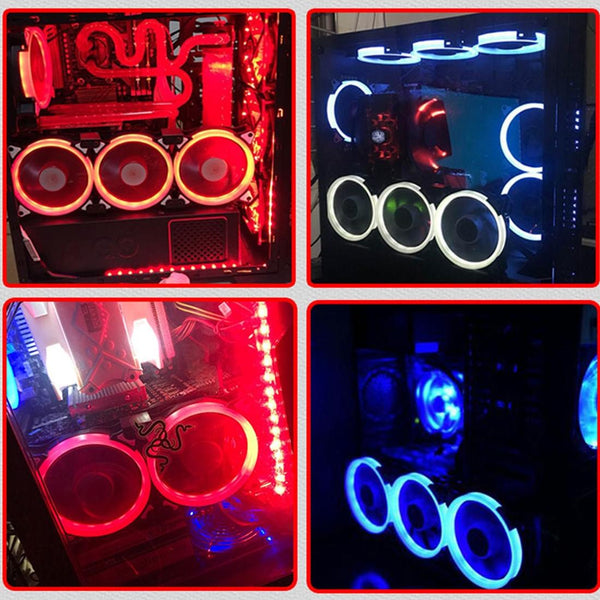Color LED 12cm 3pin Computer Components Chassis Fan Computer Host Cooling Fan Silent Fan Cooling, with Power Connection Cable & White Light(White)