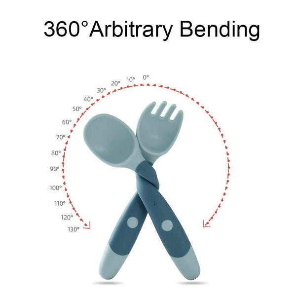 Children Eating Training Tableware Baby Bendable Silicone Soft Spoon, Color: Boxed Pink