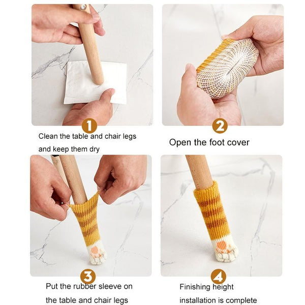 1 Set Double Knit Wear-Resisting Table Stool Leg Mute Protective Cover(Light Coffee)