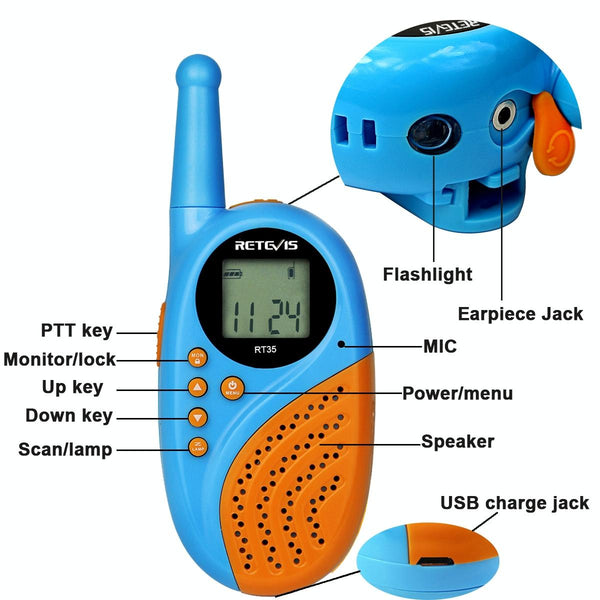 1 Pair RETEVIS RT-35 0.5W EU Frequency 446MHz 8CHS Children Handheld Walkie Talkie(Blue)