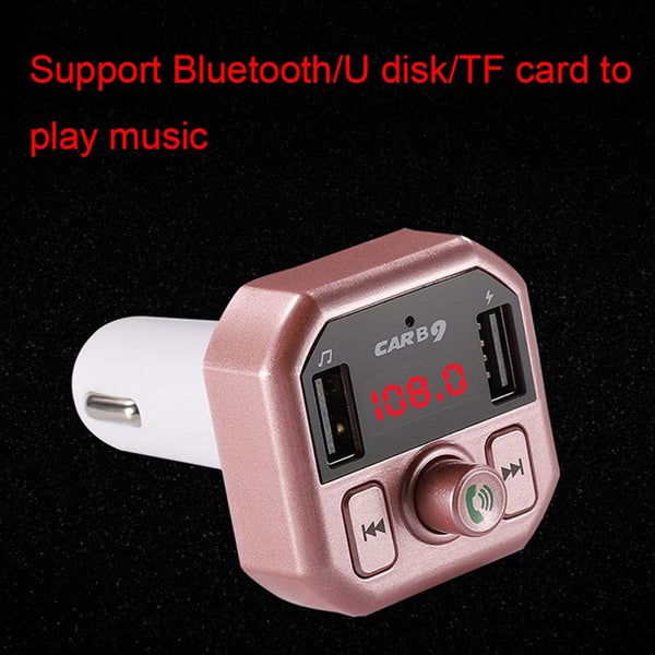 B9 Smart Digital Display Dual USB Bluetooth Car Charger with Hands-free Call Function(Black)