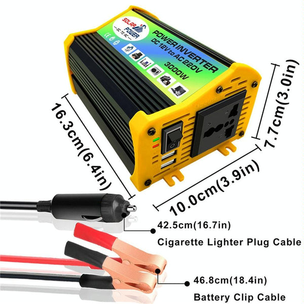 Legend I Generation DC12V to AC220V 3000W Modified Square Wave Car Power Inverter(Black)