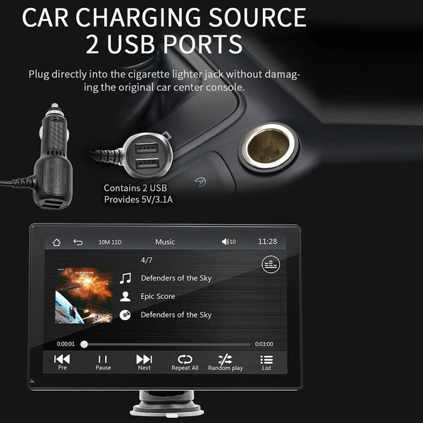 B5305 9 inch Portable Car MP5 Player Support CarPlay / Android Auto(Black)