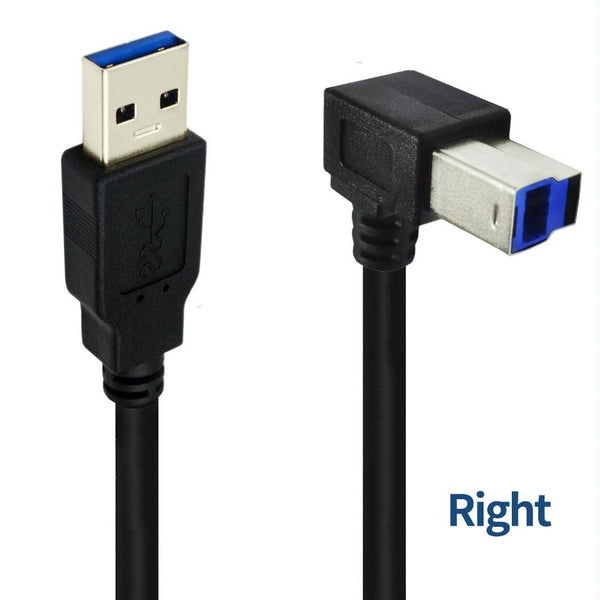 JUNSUNMAY USB 3.0 A Male to USB 3.0 B Male Adapter Cable Cord 1.6ft/0.5M for Docking Station, External Hard Drivers, Scanner, Printer and More(Right)