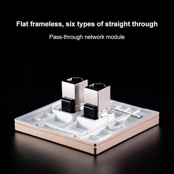 CAT.6 Shielded Pass-through Network Module, Single Port Panel + Shielded Pass-through(White)