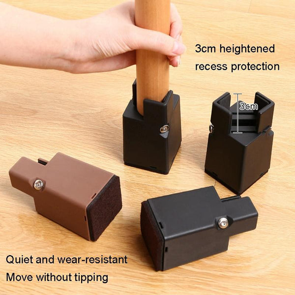 4pcs/set Adjustable Furniture Heightening Feet Pad, Size: 100mm High(Black Clip Chair Foot For 22-42mm)