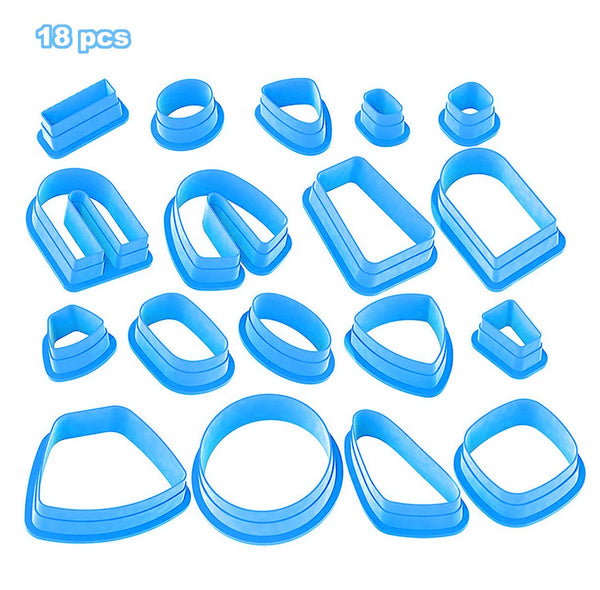 18 In 1 Soft Clay Earring Molds DIY Handmade Clay Cutter Clay Earrings Making Molds(Blue)