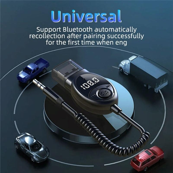 W8 With Telescopic Cable Car Audio Adapter Bluetooth Receiver FM Transmitter