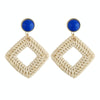 E2002-4 Blue Frame Bamboo Vine Handmade Woven Earrings Bosomia Style Earrings
