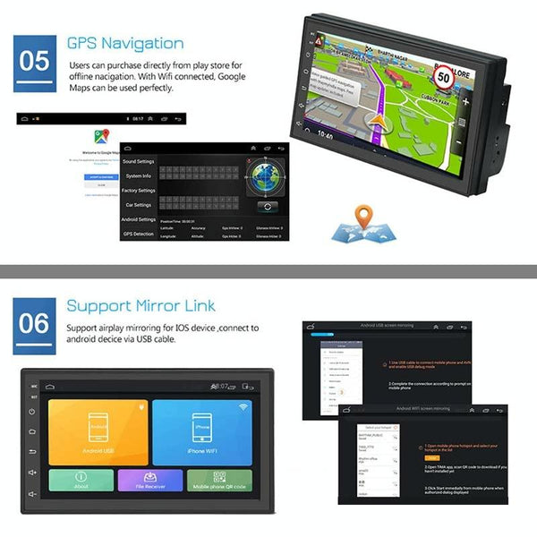 A2222KT 7 Inch Android Navigation WiFi Version 1+32G GPS Bluetooth 2.5D Screen Car Central Control MP5 Player, Style: Standard+12Lights Camera
